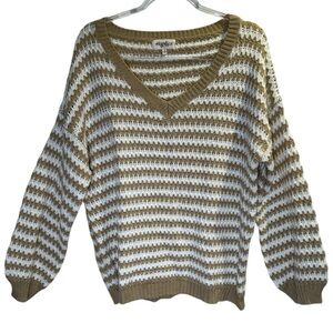 Haptics NWOT Women's Striped Sweater - Tan and White